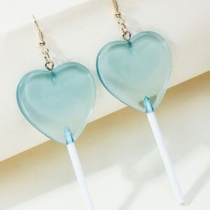 🍭Blue Heart Lollipop Drop Earrings
